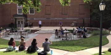 Sondheim Intensive opera students  perform Fridays in Boren Courtyard