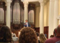 Gardner preaches his message in Hodges Chapel.