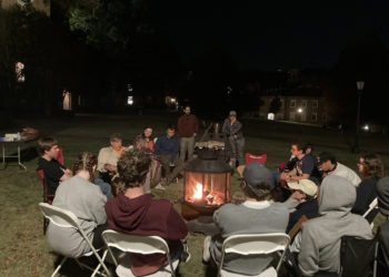 Todd tells true tales around the fire.