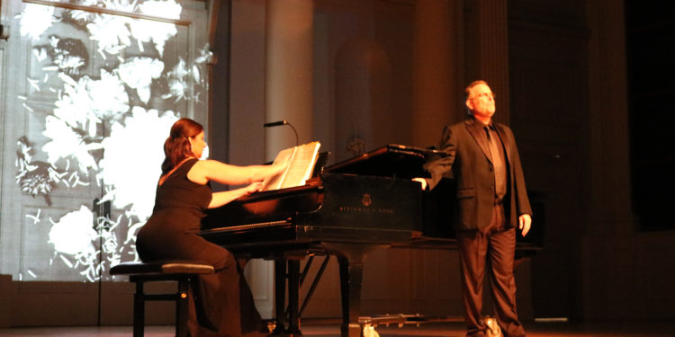 Professors Cindy St. Clair (left) and Brad Diamond (right) get ready to begin their show.
