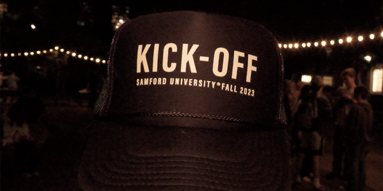 Hats commemorating the inaugural Fall Kick-Off were handed out at the event.
